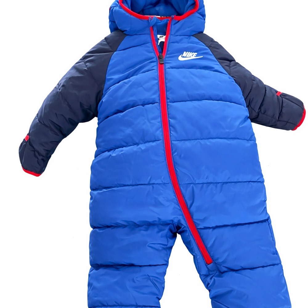 Nike Blue and Red Hooded Puffer Jacket